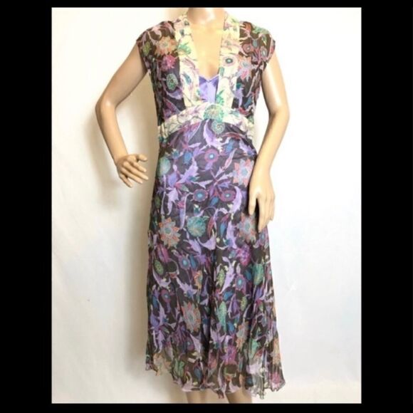 VINTAGE DIANE VON FURSTENBERG ORIBEL SILK DRESS S - Picture 3 of 9